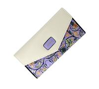 Uopen Womens Ladies Purple Leather Wallet Purse Handbag Floral Flap Over With Credit Card Slots, Note Pocket, Bill Pocket and ID Window,Gift Boxed
