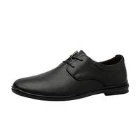 UOPYNE Casual Dress Oxford for Mens Synthetic Leather Lace Up Round Toe Non Slip Block Heel Anti-Slip Slip Resistant Classic(Negro,7.5 UK)