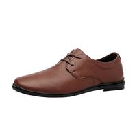 UOPYNE Casual Dress Oxford for Mens Synthetic Leather Lace Up Round Toe Non Slip Block Heel Anti-Slip Slip Resistant Classic(Marrone,6.5 UK)