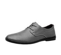 UOPYNE Casual Dress Oxford for Mens Synthetic Leather Lace Up Round Toe Non Slip Block Heel Anti-Slip Slip Resistant Classic(Gray,9.5 UK)