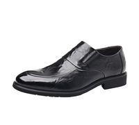UOPYNE Formal Oxford Shoes for Men's Italian Leather Wedding On Breathable Business Slip Resistant Shoe(6.5 UK) Black