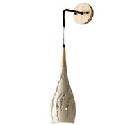 UOPYNE Japanese Style Hanging Wire Wall Lamp, Vintage Farmhouse Cement Wall Sconces, Creative Tapered E27 Wall Light with Solid Wood Lamp Holder, for Bedroom Living Room Bathroom Dining Bedside