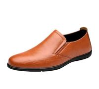 UOPYNE Men Prom Shoes Faux Leather Working Party Solid Color Comfortable Flexible Anti-Slip Prom Slip-on(Marrone,9 UK)