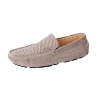 UOPYNE Mens Breathable Suede Driving Loafers Hollow Out Design Vintage Style Round Toe Work Casual Slip On(Beige,6 UK)