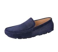 UOPYNE Mens Breathable Suede Driving Loafers Hollow Out Design Vintage Style Round Toe Work Casual Slip On(Azul,6 UK)