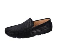 UOPYNE Mens Breathable Suede Driving Loafers Hollow Out Design Vintage Style Round Toe Work Casual Slip On(Negro,7 UK)