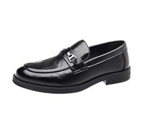 UOPYNE Mens Oxford Dress Shoes Leather Classic Slip-on Round Toe Non Slip Low Top Block Heel Anti-Slip Business(Negro,7 UK)