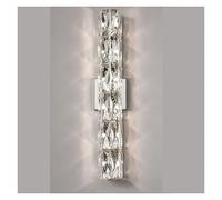 UOPYNE Modern K9 Crystal Wall Sconce, Contemporary Minimalist Creativity Lighting, 3-Light Simple Vanity Indoor Mount Light, Bedside Farmhouse Light Fixture, Silver Lamp for Bedroom