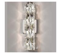 UOPYNE Modern K9 Crystal Wall Sconce, Contemporary Minimalist Creativity Lighting, 3-Light Simple Vanity Indoor Mount Light, Bedside Farmhouse Light Fixture, Silver Lamp for Bedroom