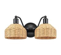 UOPYNE Natural Style Rattan Wall Sconce, Retro American Loft Rattan Wall Lamp, Simple Creative Farmhouse Decorative Lighting Fixtures for Bathroom, Living Room, Bedroom, Hallway