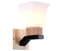 UOPYNE Retro Japanese Wall Sconces, Creative Wood Base Wall Lamp, Minimalist Retro Industrial Wall Lights with Glass Lampshade, for Living Room Dining Room Aisle Wall Decorative Art Bedroom Bedside