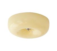 UOPYNE Vintage Yellow Glass Ceiling Lights, Semi Flush Mount Ceiling Light, Postmodern Cream Style Ceiling Lamp, E27 LED Lighting Fixture for Living Room, Porch, Home Lighting Decor (Size : 46cm)