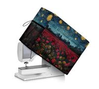 UOQFHHM Sewing Machine Cover - Universal Fit with Storage Pockets | Dust & pet hair protection sewing machine sewing technique lanyard grid pocket large-capacity Starry Night Flowers