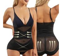 UoQo Body Shapewear Bodysuit for Women Tummy Control, Adjustable-Straps Bodysuits Waist Trainer Shaper with Cross-Elastic, V-Neck Corset Leotard Compression Tights for Postpartum