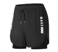UoQo Men's Running Shorts with Liner 2in1 Quick Drying Sports Shorts Secure Coverage for Fitness Gym Training Swimmer Casual (UK, Alpha, L, Regular, Regular, Black)