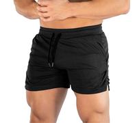 UoQo Men's Sports Gym Shorts Quick Dry Breathable Running Shorts with Pockets Lightweight Mens Athletic Short for Outdoor Training Sports Gym (UK, Alpha, XL, Regular, Regular, Black)