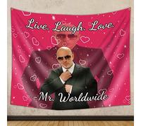 UoQo Mr Worldwide Says to Live Laugh Love Funny Wall Art for Room Decor, Pitbull Wall Tapestry for Bedroom Aesthetic