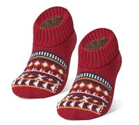 UoQo Slipper Socks for Men Women Thick & Soft Thermal Socks with Non-Slip Grippers Cozy Bed Socks Christmas Reindeer Design (red, /, Adult, Men, Small, Alpha, UK Footwear Size System, Medium)