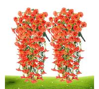 Uoqpty Artificial Petunias - 2X Faux Petunias Artificial Plants | Everlasting UV Resistant Weatherproof Simulated Colorful Plants For Planter Walkway Patio Garden Porch