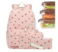 Uoqpty Backpack for Kids - Corduroy Bookbag Set - Knapsack Pencil Case Lunch Box for Sports College Travel Vacation Outdoor Activities Hiking Camping Day Trip