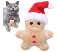Uoqpty Christmas Catnip Toys | Interactive Gingerbread Man Catnip Toys for Cats Stuffed - Cat Pet Christmas Toys Cat Plush Toy for Indoor Cat,Kitten Teething Toys