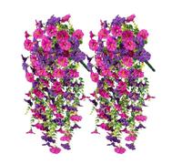 Uoqpty Faux Petunias | 2X Fake Petunias Silk Flowers - Everlasting UV Resistant Weatherproof Simulated Colorful Plants For Planter Walkway Patio Garden Porch