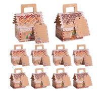 Uoqpty Gingerbread Cookie Box | 10 Cute Christmas House Cookie Boxes with Tags and Handle | Gingerbread Man Candy Box Goodie Boxes, Christmas Candy Bags for Candies, Cookies, Goodies