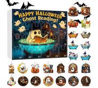 Uoqpty Halloween Ghost Reading Ornament Countdown Calendar,Halloween Reading Ghost 2D Acrylic Hangable Ornament Set - 24-Day Countdown Calendar, Pendant for Home Window Wall Car Rearview Mirror