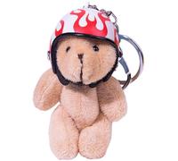 Uoqpty Stuffed Bear Keychain | Bear Wearing Motorcycle Hat Plush Keychain Toys,Furry Backpack Accessory, Doll Pendant for Girls Women