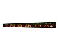 UORDBY 3/4/5/6 Time Zone World Clock, Indoor Wall Mounted Electronic World Clocks, Brightness Adjustment, Multiple Time Zones, for Multinational Enterprises Hotels Office 6time