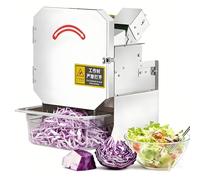 UORDBY Commercial Electric Vegetable Cutter, Multi-Function Scallion Slicer, 150kg/H Capacity, 7cm Feed Port, 1.5-35mm Adjustable Thickness,with a Receiving Tray for Garlic Ginger Chili