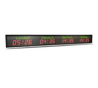 UORDBY Digital Multiple Time Zones Clock, LED World Time Clock,Hotel Time Zone Clock, 3/4/5/6 City Time Display, Adjustable Brightness, for Hotel Business Office Airport Use 4time