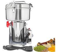 UORDBY Grain Mill Grinder, Commercial Spice Grinder, Stainless Steel Pulverizer Dry Grinding Machine,Intelligent Timing Grist Mill for Wheat Corn Rice Pepper Herbs Coffee Beans 2500g