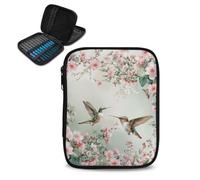 Uorisanigo Crochet Hook Case Organizer Storage Hummingbird Floral Case for Interchangeable Circular Knitting Needles Crochet Hooks and Knitting Tools Easy to Carry (No Accessories Included)