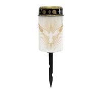 Uorisanigo Golden Peace Dove Cross Solar Grave Lights for Cemetery Flameless Solar Powered Light for Prayer Waterproof Cemetery Solar Lights for Grave Cemetery Decor Candle Lamp