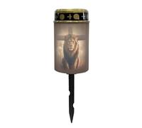 Uorisanigo Lion Cross Solar Grave Lights for Cemetery Flameless Solar Powered Light for Prayer Waterproof Cemetery Solar Lights for Grave Cemetery Decor Candle Lamp