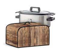 Uorisanigo Wood Grain Crock Pot Protective Cover Dustproof 6-7-8 Quart Washable Appliance Cover Oval Slow Cooker Decor Accessory