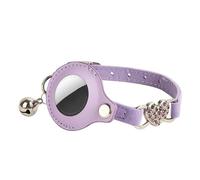 UOSIA Cat Collar with AirTag Holder, Lightweight & Comfortable, with Heart-Shaped Rhinestone & Bell for Boy Girl Cats Kittens, 0.4 Inches In Width