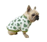 UOSIA Cute Fleece French Bulldog Clothes Winter Warm And Thickened Vest Jacket Fat Dog Costume Bulldog Love Pattern Plush Dog Pullover For Small Medium Dogs