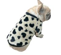UOSIA Cute Fleece French Bulldog Clothes Winter Warm And Thickened Vest Jacket Fat Dog Costume Bulldog Love Pattern Plush Dog Pullover For Small Medium Dogs