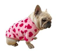 UOSIA Cute Fleece French Bulldog Clothes Winter Warm And Thickened Vest Jacket Fat Dog Costume Bulldog Love Pattern Plush Dog Pullover For Small Medium Dogs