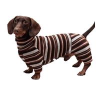 UOSIA Dachshund Shirt Onesie Clothes Spring Thin Classic Vintage Stripes 4 Legs Jumpsuit Outfits Lightweight Pet T-Shirt Pajamas Sweatshirt Apparel For Mini Dachshunds, Chihuahua, Yorkie