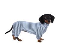 UOSIA Dachshund Shirt With 4 Legs Classic Striped Pullover Puppy Onesie Bodysuit Warm Stretchy & Cozy Full Body Dog Pajamas Clothes For Mini Dachshunds