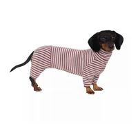 UOSIA Dachshund Shirt With 4 Legs Classic Striped Pullover Puppy Onesie Bodysuit Warm Stretchy & Cozy Full Body Dog Pajamas Clothes For Mini Dachshunds