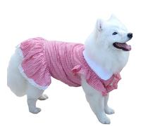 UOSIA Dog Dresses for Large Dogs Girl Lace Cute Thin Classic Plaid Breathable Pet Birthday Dress for Medium Dogs Outdoor Walking Apparel(Red,5XL)