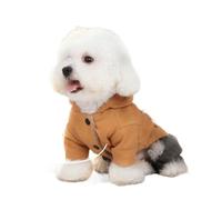 UOSIA Dog Hoodie For Cold Weather Warm 4-Legs Coral Fleece Sweatshirt With Buttons Soft Stretchy Onesie Pajamas For Small Medium Pet Winter Coat