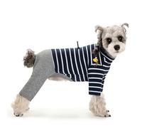 UOSIA Dog Pajamas Cotton Striped Puppy Jumpsuit Warm 4 Legs Basic Dog Pjs Thicken Shirts for Small Medium Dogs Cold Weather Dog Winter Clothes for Boys and Girls Dogs