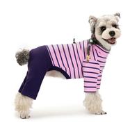 UOSIA Dog Pajamas Cotton Striped Puppy Jumpsuit Warm 4 Legs Basic Dog Pjs Thicken Shirts for Small Medium Dogs Cold Weather Dog Winter Clothes for Boys and Girls Dogs