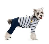 UOSIA Dog Pajamas Cotton Striped Puppy Jumpsuit Warm 4 Legs Basic Dog Pjs Thicken Shirts for Small Medium Dogs Cold Weather Dog Winter Clothes for Boys and Girls Dogs