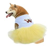 UOSIA Dog Princess Dresses for Large Dogs Girls Sleeveless Pullover Wedding Birthday Tutu Dress With Butterfly Embroidered Summer Breathable Big Breed Female Dog Clothes(Yellow,3XL)